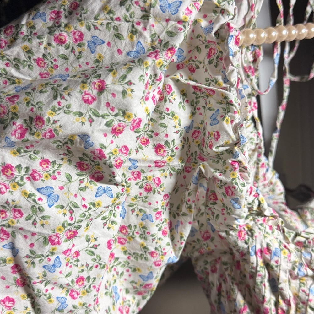 For Love And Lemons Lucca Floral Puff Sleeve Mini Dress. - Picture 6 of 6